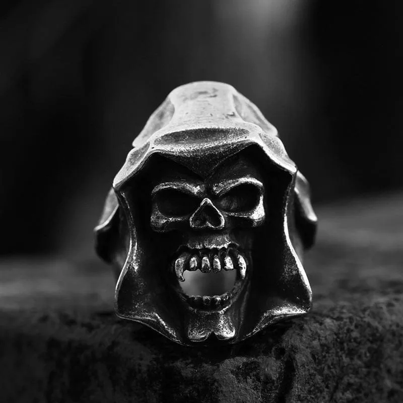 Herren Punk Death Skull Ring