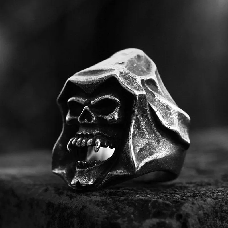 Herren Punk Death Skull Ring