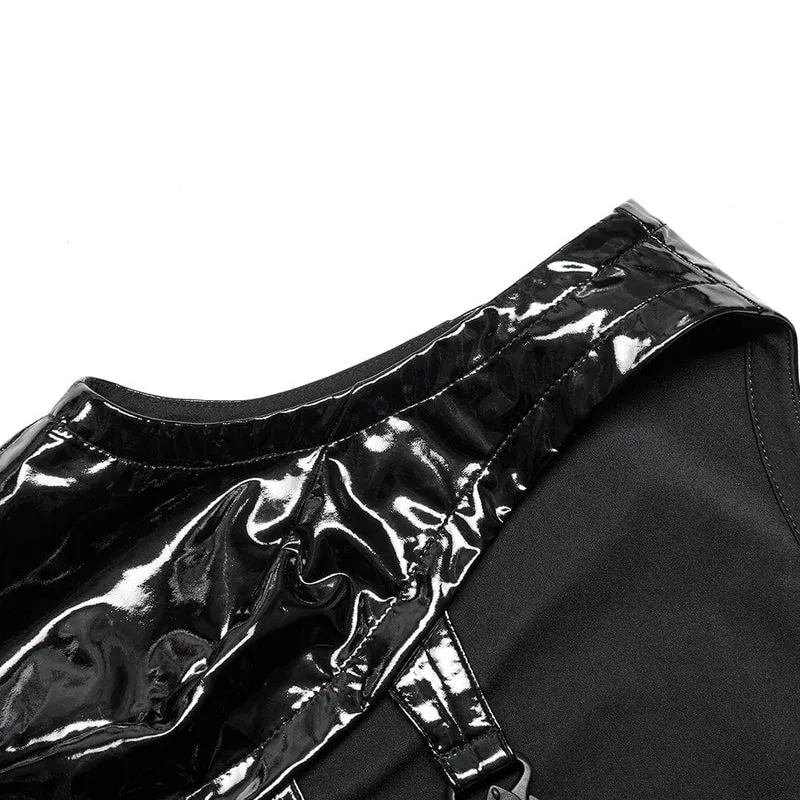 Damen Punk Tiefschnallen Lacklederweste