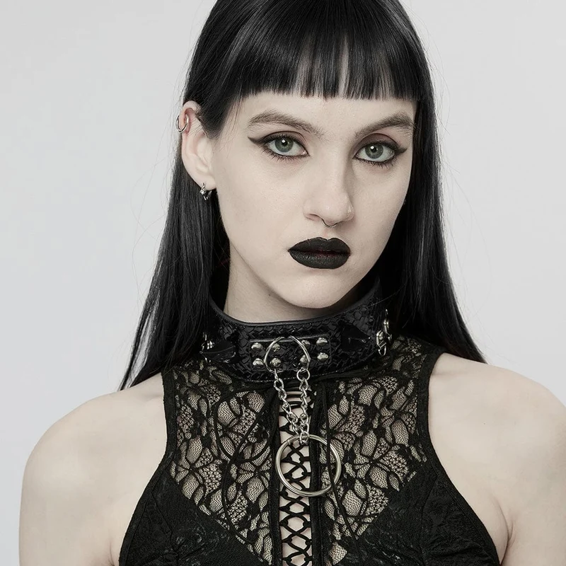 Damen Punk Snakeskin Kunstleder Halskette mit Kette