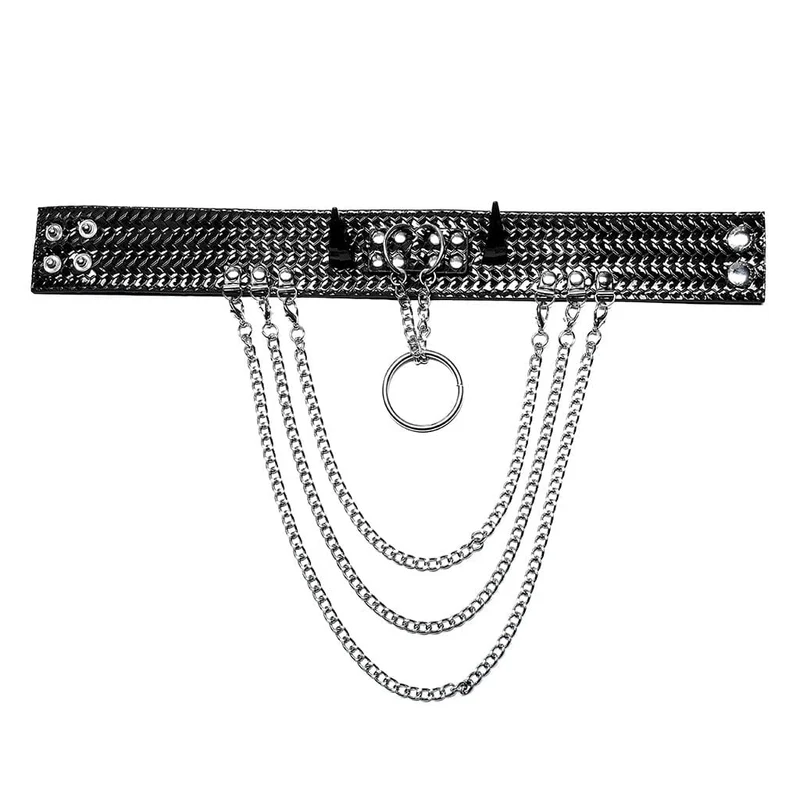 Damen Punk Snakeskin Kunstleder Halskette mit Kette
