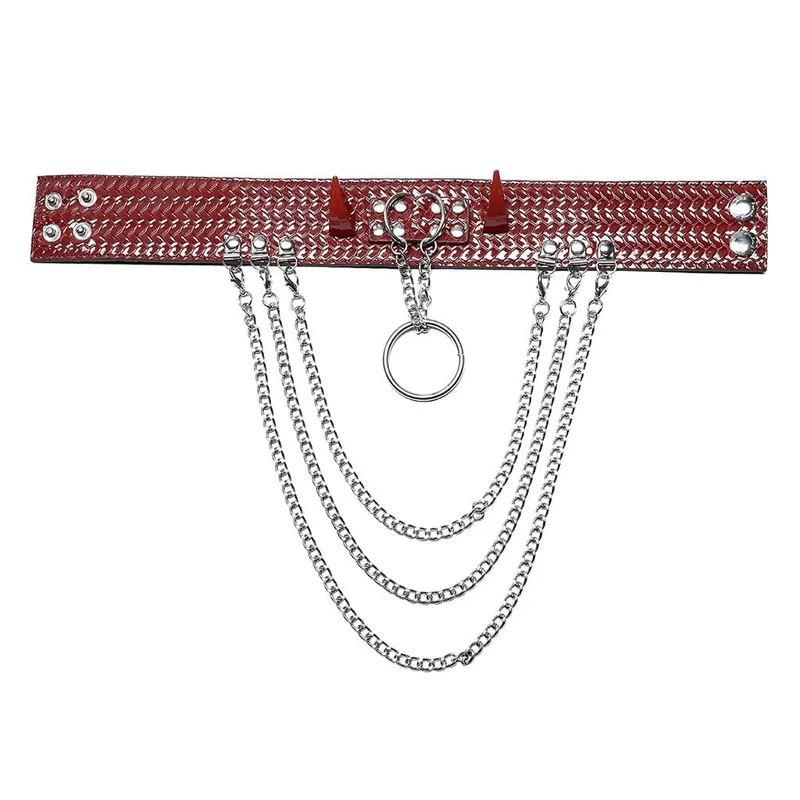 Damen Punk Snakeskin Kunstleder Halskette mit Kette