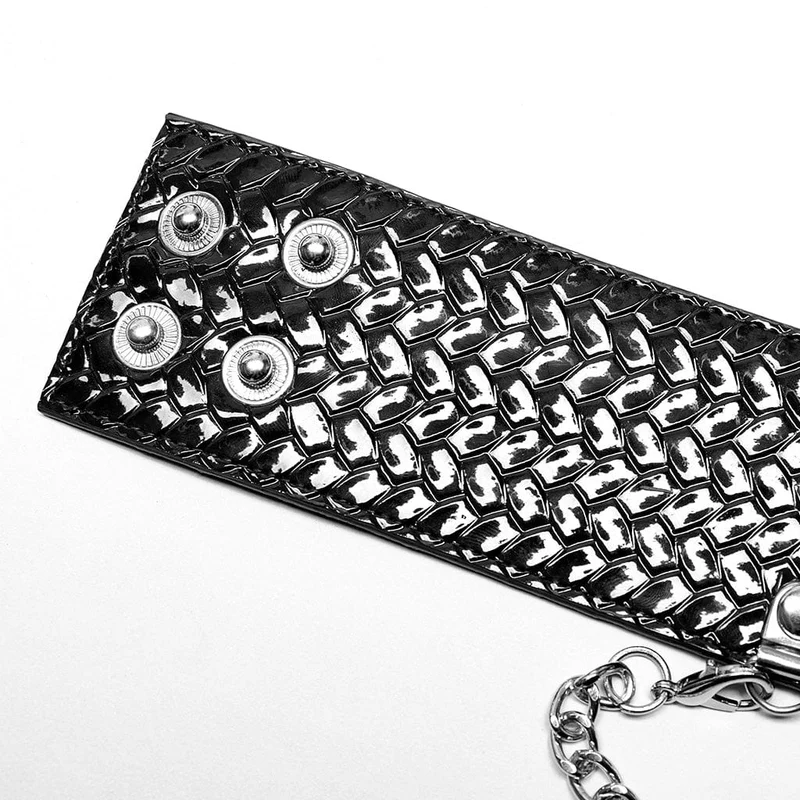 Damen Punk Snakeskin Kunstleder Halskette mit Kette