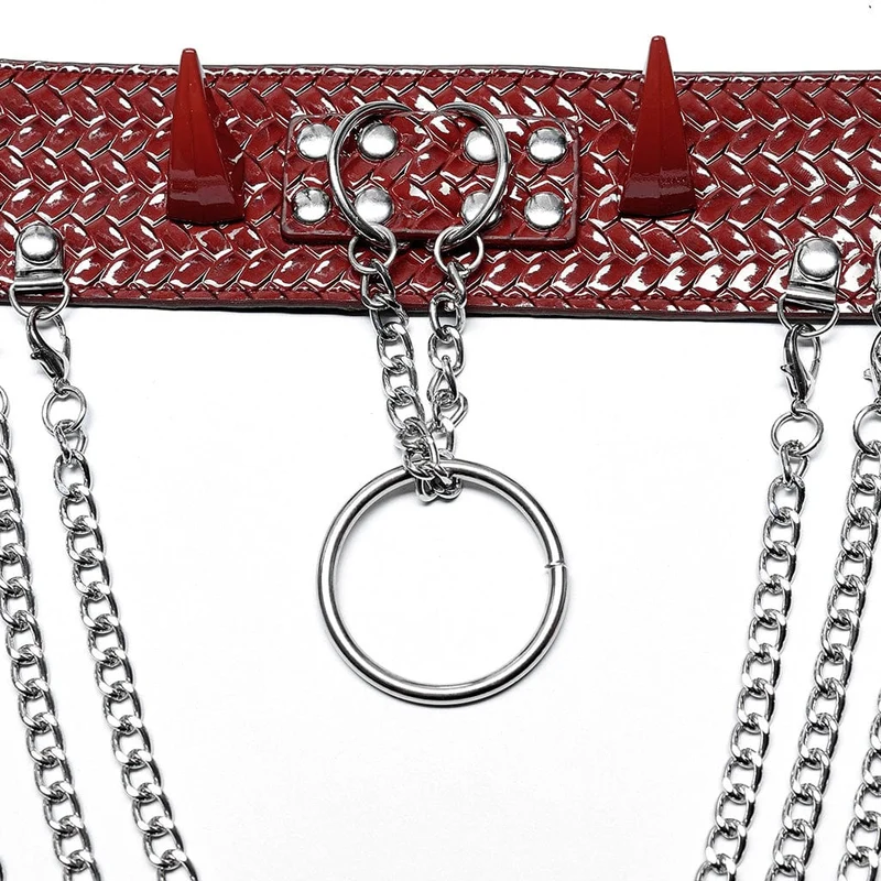 Damen Punk Snakeskin Kunstleder Halskette mit Kette