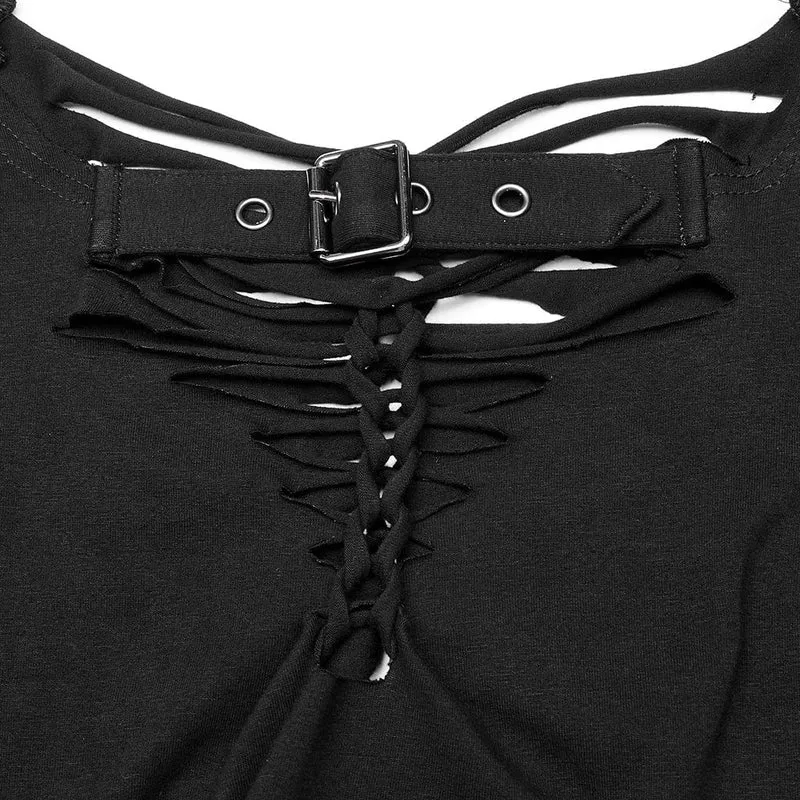 Damen-Punk-Shirt mit zerrissener Schnalle