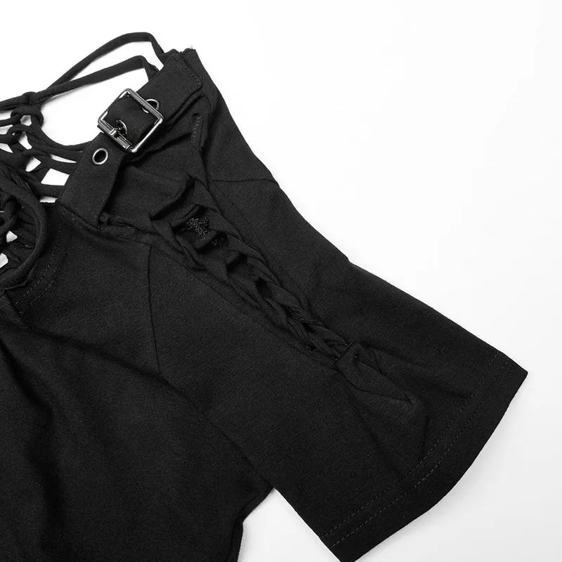 Damen-Punk-Shirt mit zerrissener Schnalle