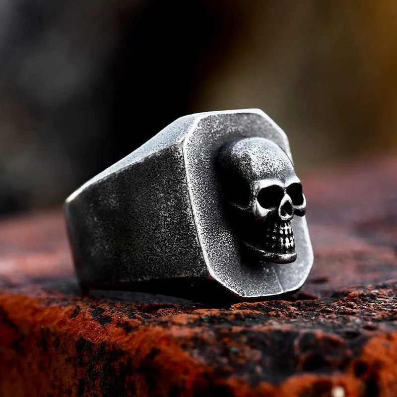 Herren Punk Distressed Skull Ring
