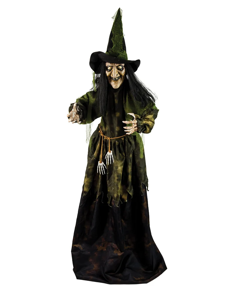 Sumpfhexe mit Bewegung, Ton & LED Augen 195cm