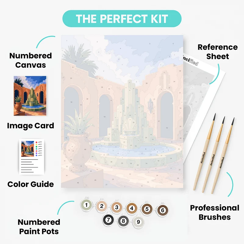 Art Deco Courtyard Fountain - Paint by Numbers Kit