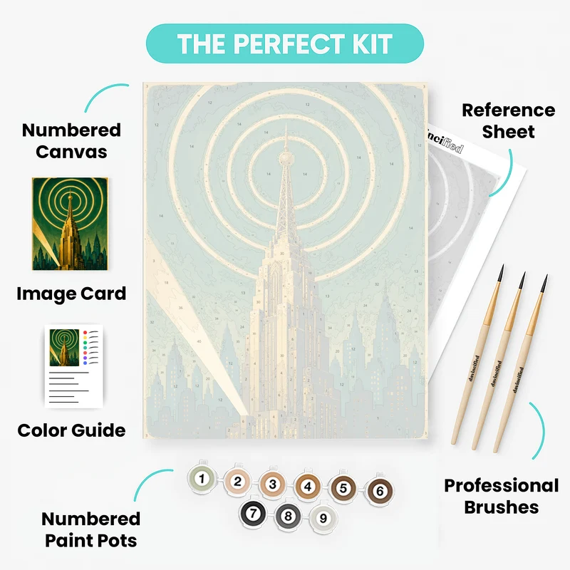 Art Deco City Tower - Paint by Numbers Kit