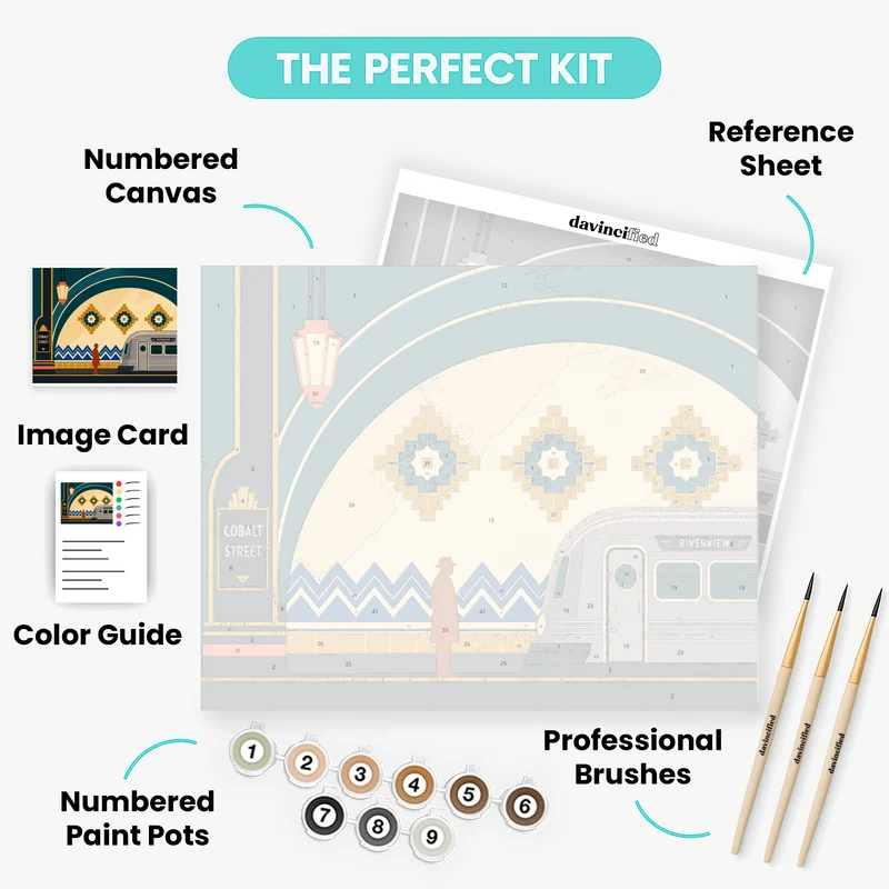 Art Deco Train Station - Paint by Numbers Kit