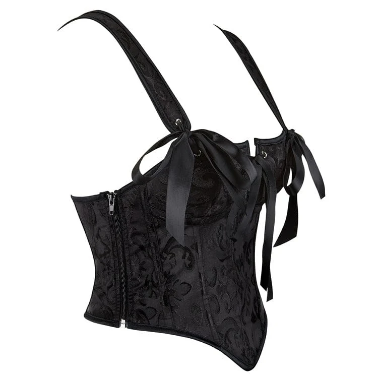 Damen Gothic Blumen-Jacquard-Schulterträger-Vollbrustkorsett