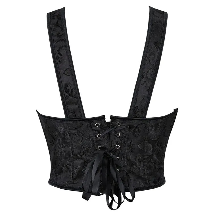 Damen Gothic Blumen-Jacquard-Schulterträger-Vollbrustkorsett