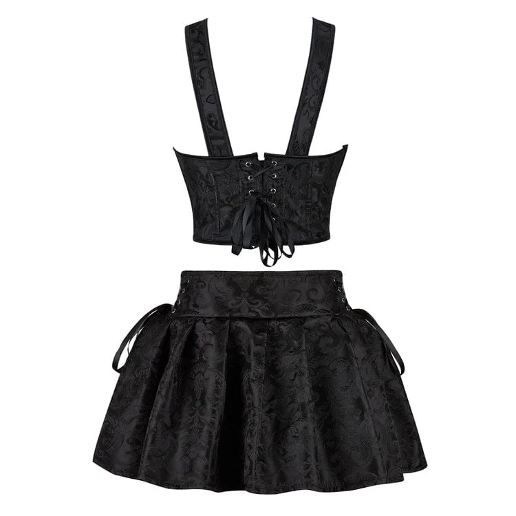 Damen Gothic Blumen-Jacquard-Schulterträger-Vollbrustkorsett