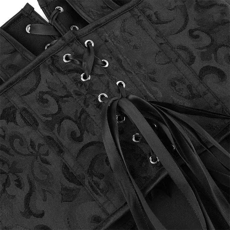 Damen Gothic Blumen-Jacquard-Schulterträger-Vollbrustkorsett