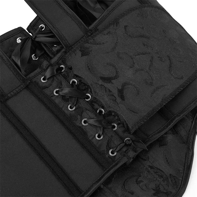 Damen Gothic Blumen-Jacquard-Schulterträger-Vollbrustkorsett