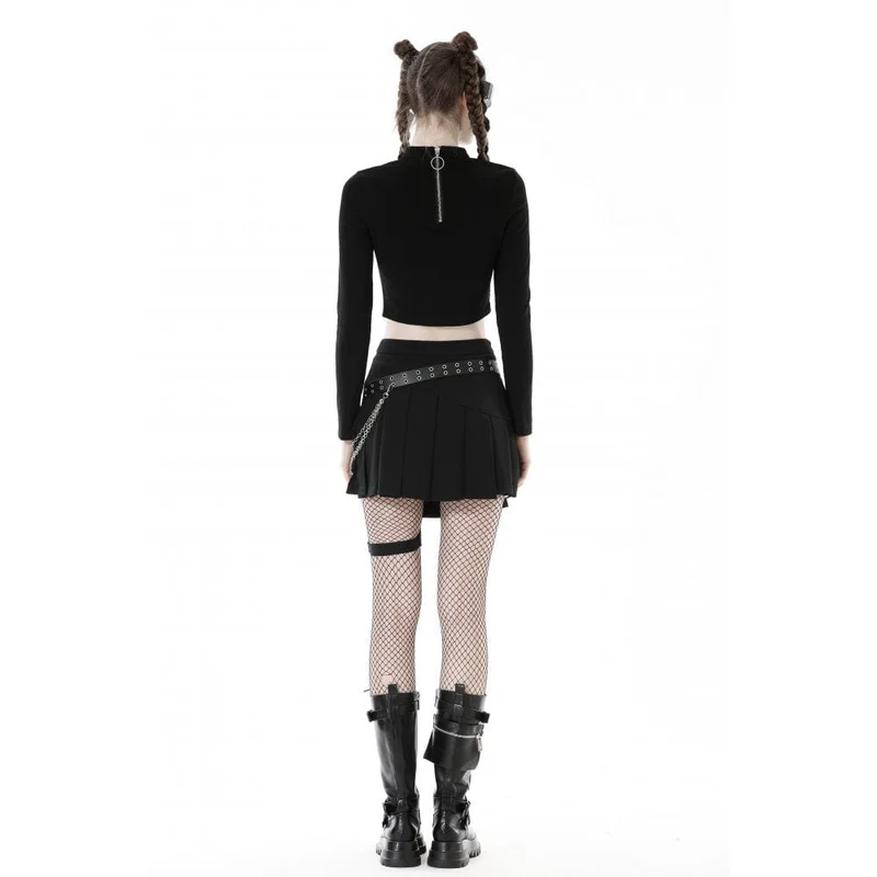 Punk-Riemchen-Crop-Top mit Ausschnitt und Splice-Motiv für Damen