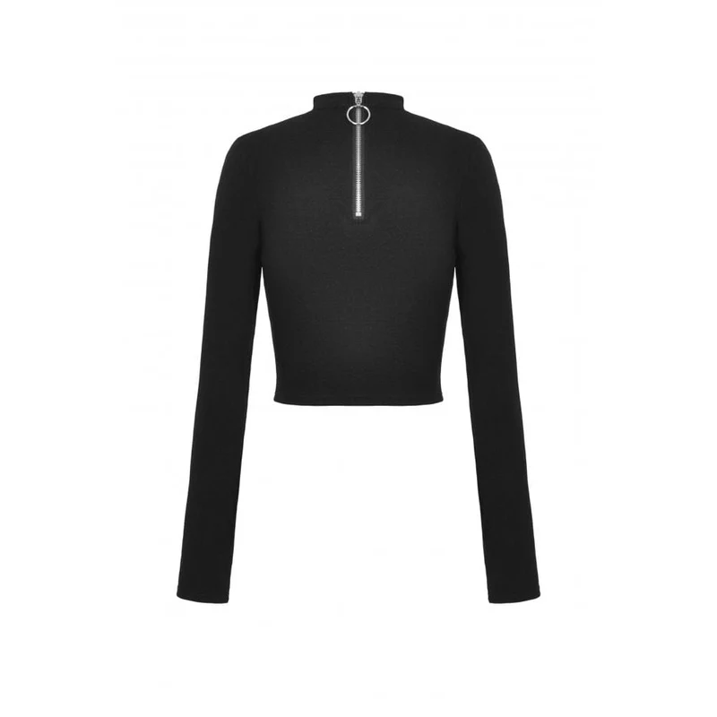 Punk-Riemchen-Crop-Top mit Ausschnitt und Splice-Motiv für Damen