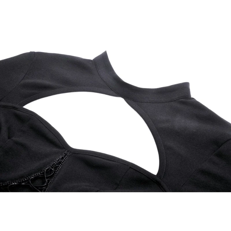 Punk-Riemchen-Crop-Top mit Ausschnitt und Splice-Motiv für Damen
