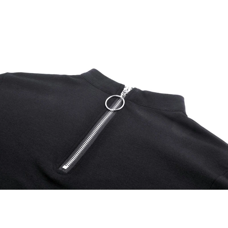 Punk-Riemchen-Crop-Top mit Ausschnitt und Splice-Motiv für Damen