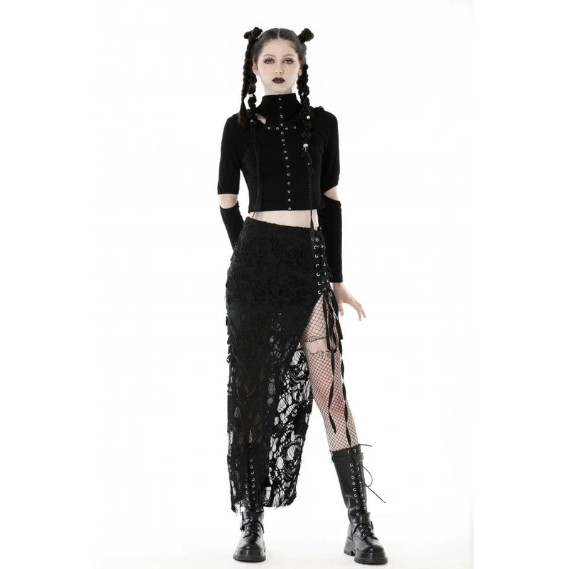 Damen Punk-Trägerrock mit Rissen und Schlitz