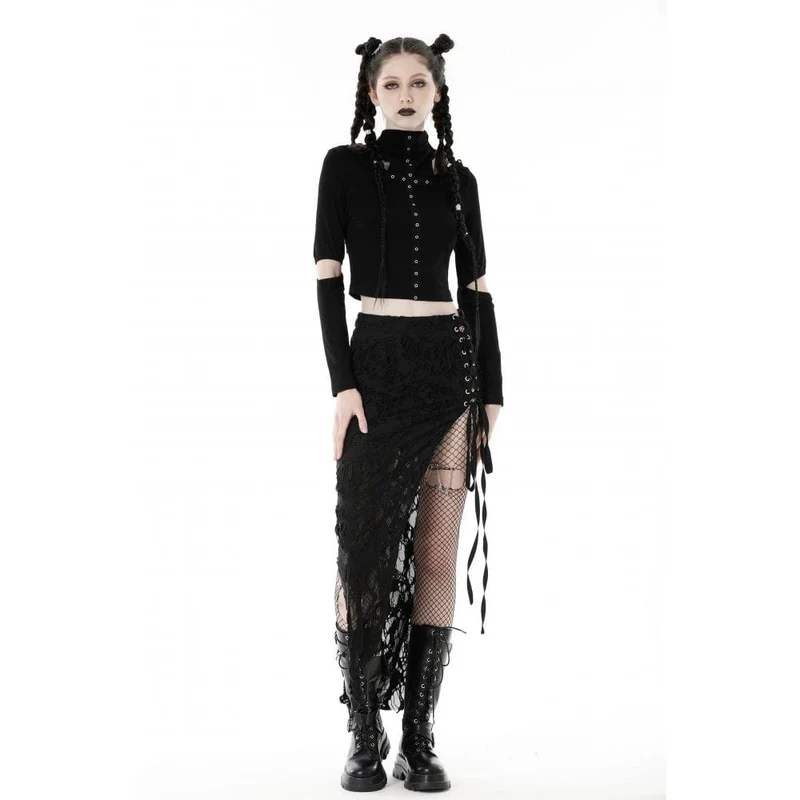 Damen Punk-Trägerrock mit Rissen und Schlitz