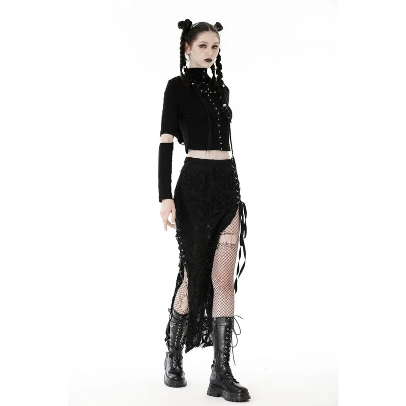 Damen Punk-Trägerrock mit Rissen und Schlitz