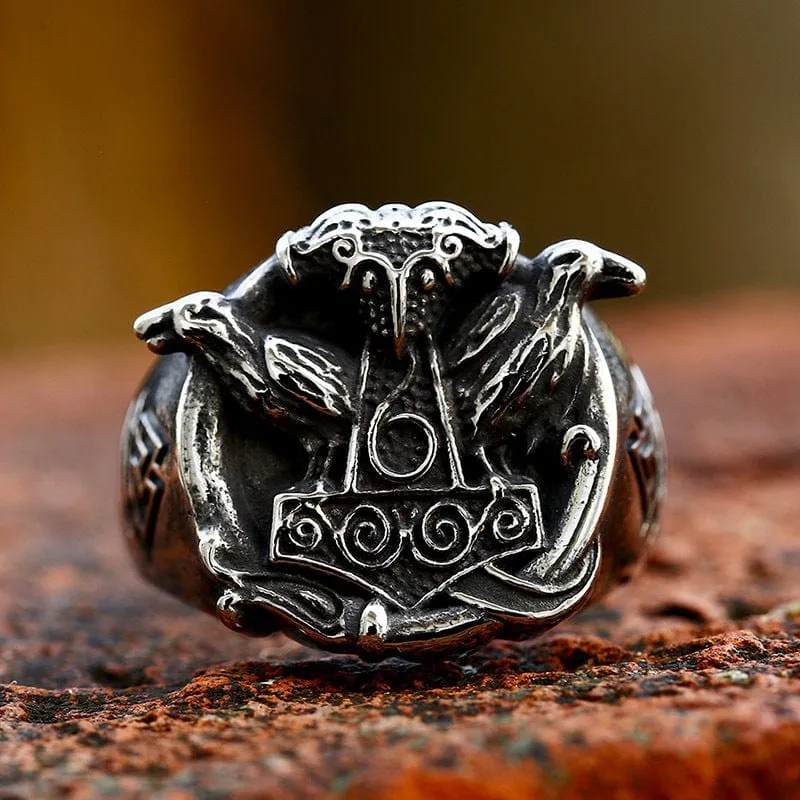 Herren Punk Wikinger Krähenring