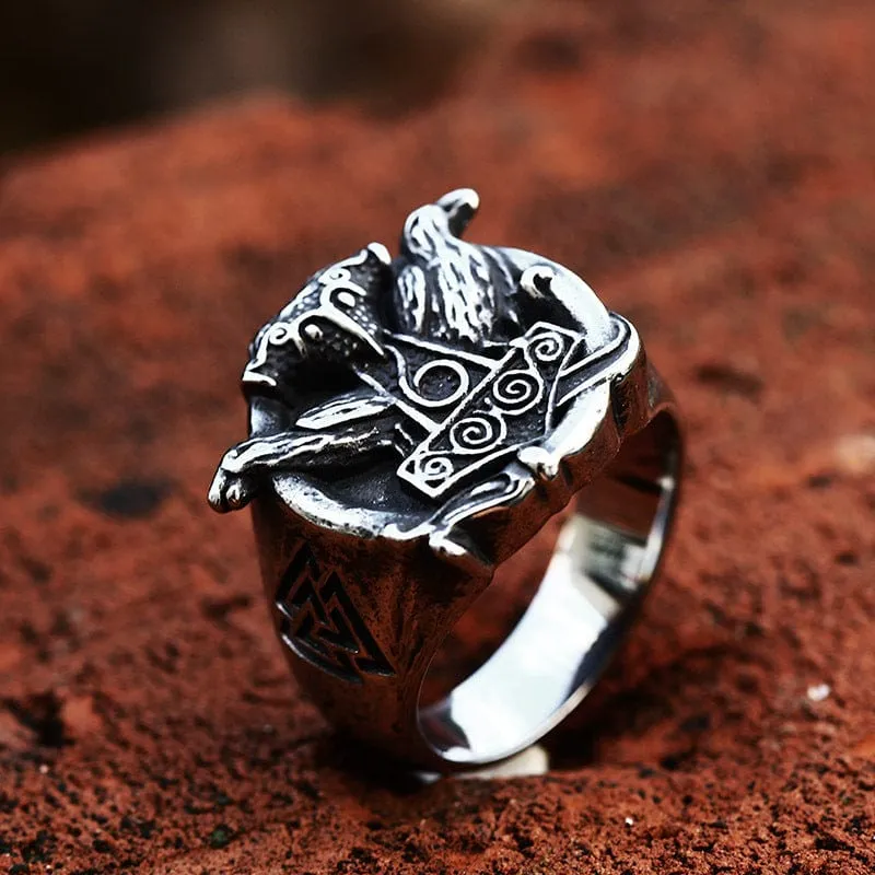 Herren Punk Wikinger Krähenring