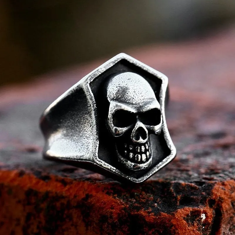 Herren Punk Skull Distressed Ring