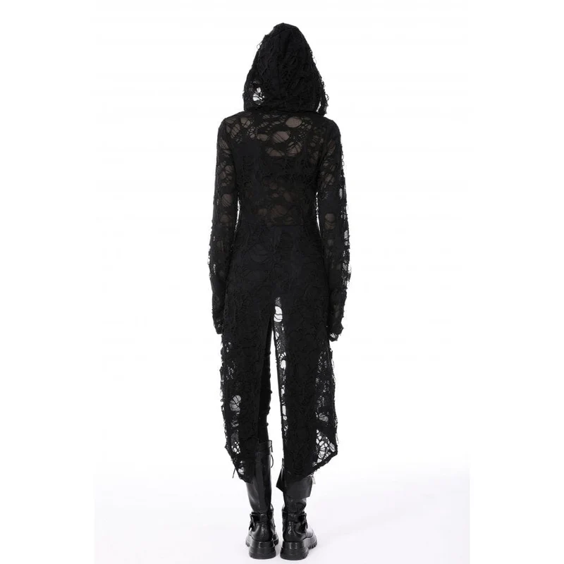 Damen Punk Split Ripped Mantel mit Kapuze