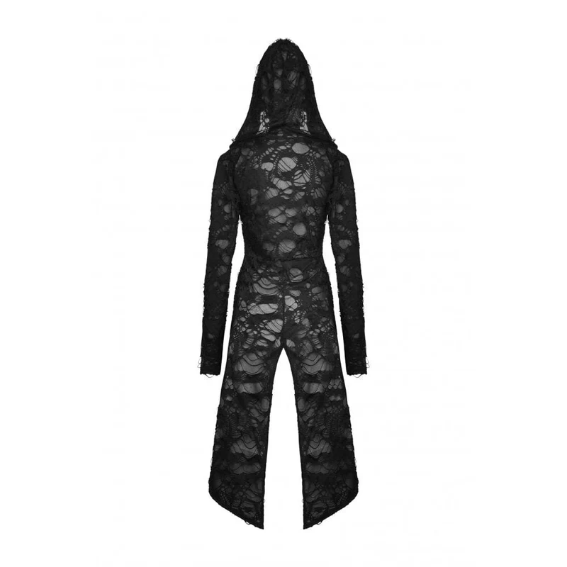 Damen Punk Split Ripped Mantel mit Kapuze