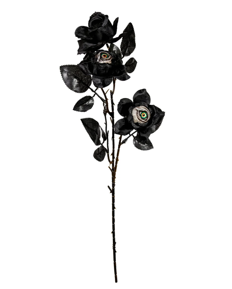 Schwarzer Zweig mit 2 Rosen & Augen 64cm