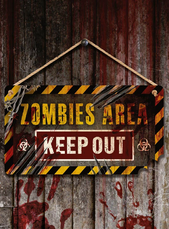Halloween Schild Deluxe aus Holz 33x19cm