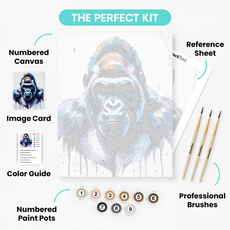 Vibrant Blue Gorilla - Paint by Numbers Kit