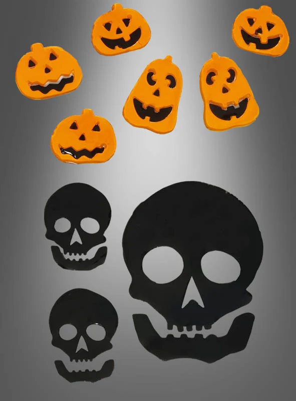 Halloween Fenster Deko aus Gel Kürbis oder Totenkopf