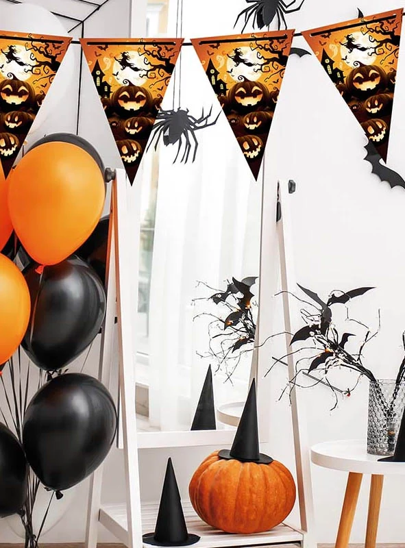 Lustige Wimpel Girlande 300cm Halloween Kürbisse