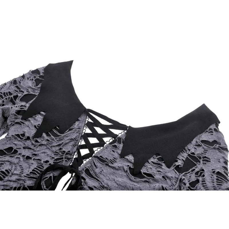 Damen-Cardigan im Gothic-Stil mit Riemchen und Rissen