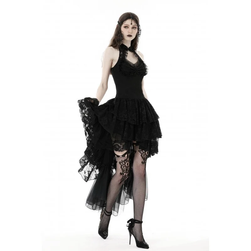 Unregelmäßiges, schulterfreies Spitzenkleid im Gothic-Stil für Damen