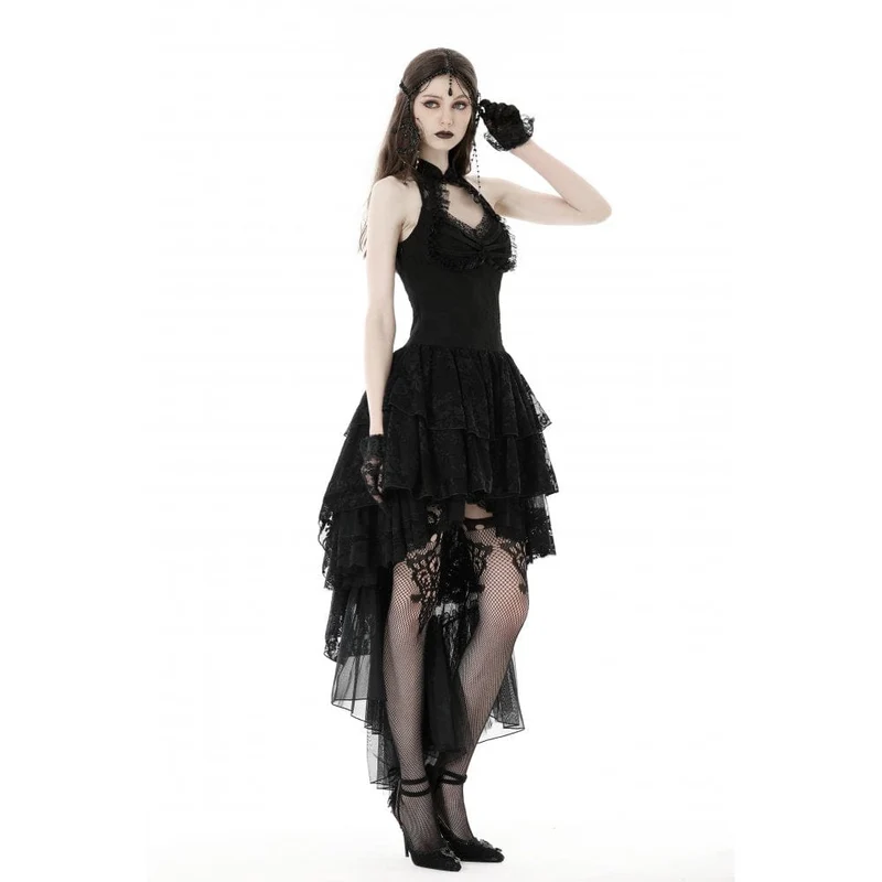 Unregelmäßiges, schulterfreies Spitzenkleid im Gothic-Stil für Damen