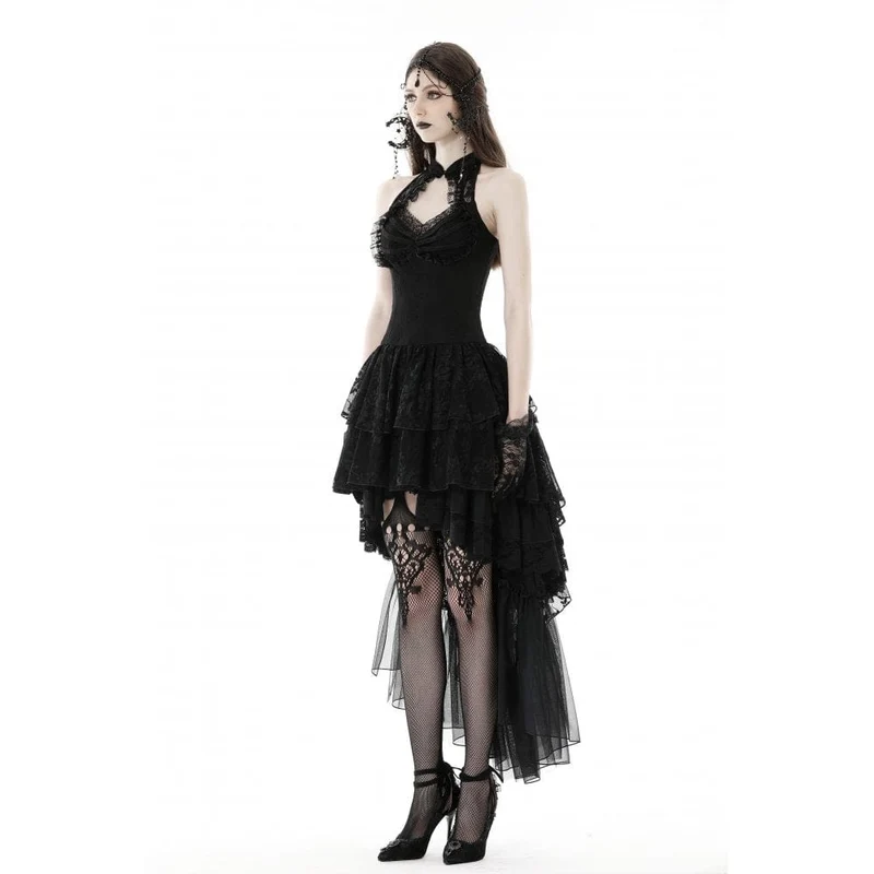 Unregelmäßiges, schulterfreies Spitzenkleid im Gothic-Stil für Damen