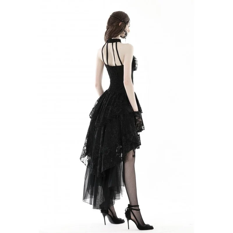 Unregelmäßiges, schulterfreies Spitzenkleid im Gothic-Stil für Damen