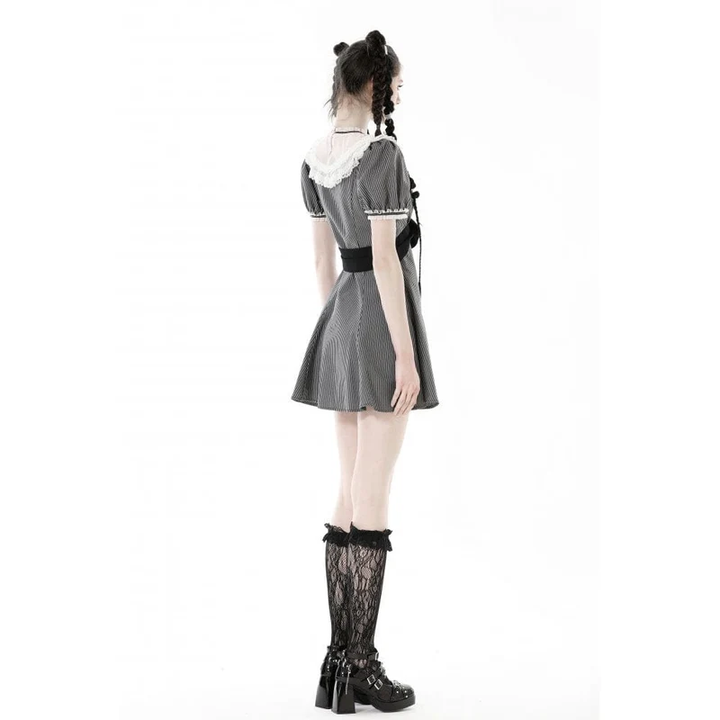 Damen-Lolita-Kleid mit Spitzenkragen und Streifenmuster