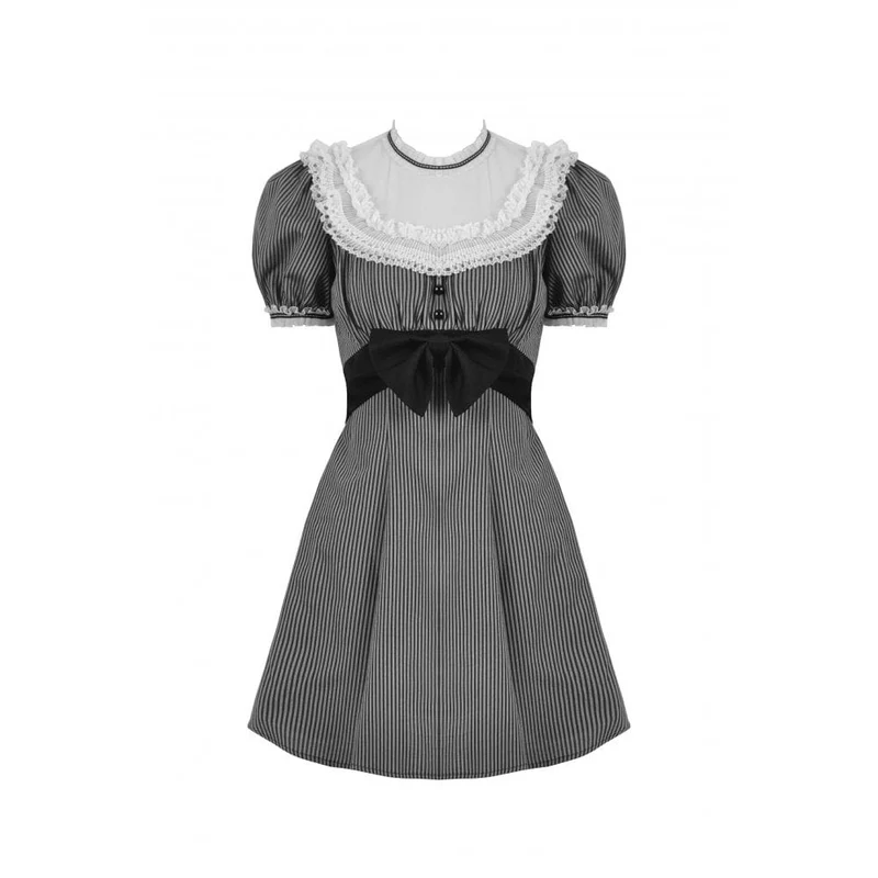 Damen-Lolita-Kleid mit Spitzenkragen und Streifenmuster