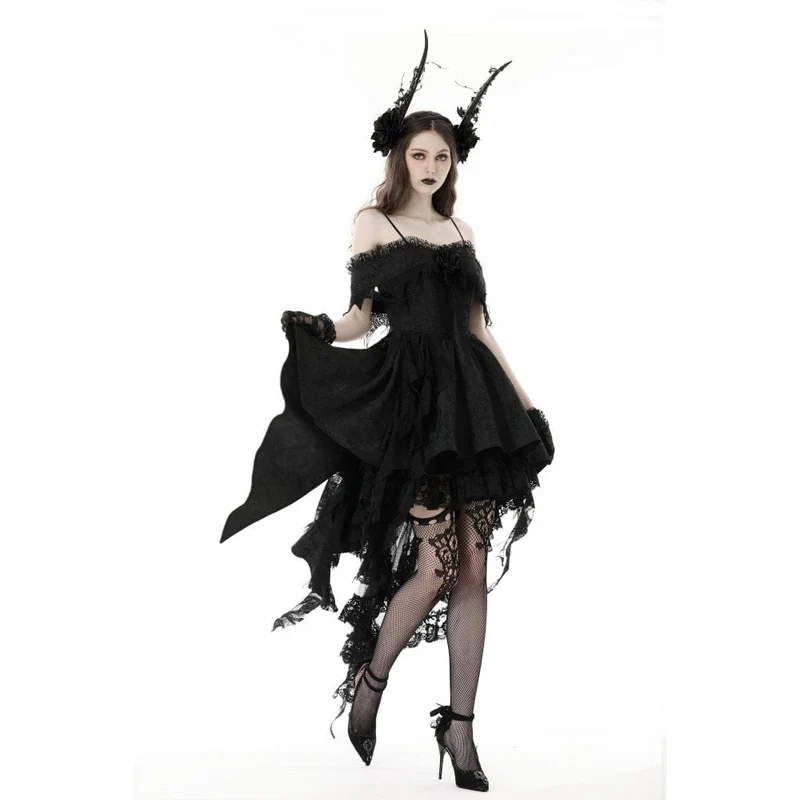 Gothic unregelmäßiges Spitzenspleißkleid für Damen