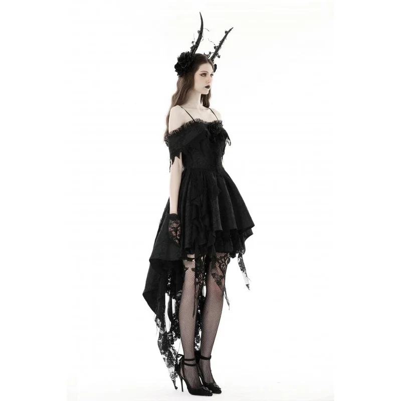 Gothic unregelmäßiges Spitzenspleißkleid für Damen