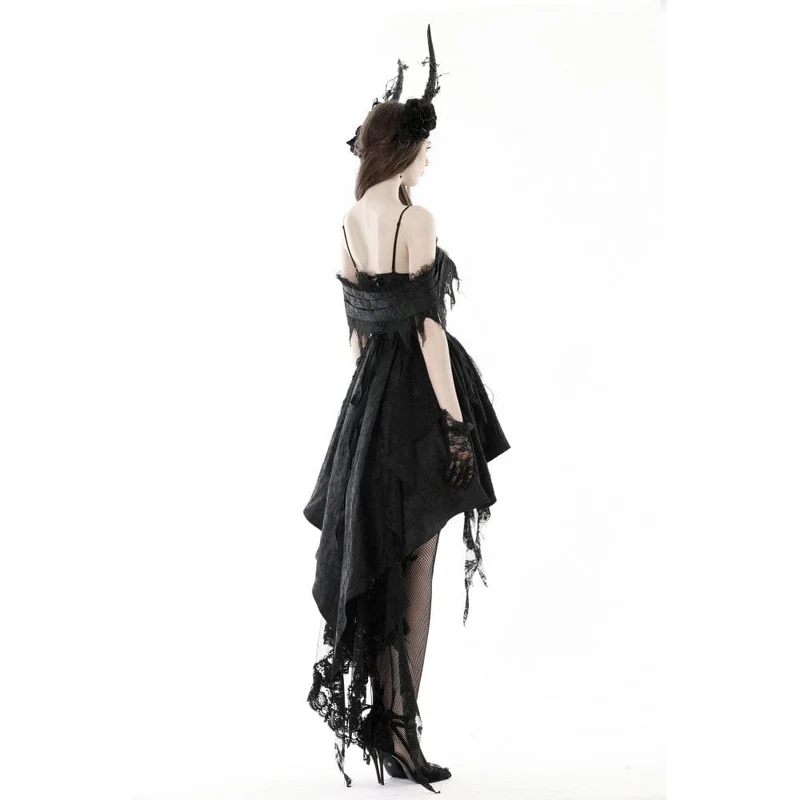 Gothic unregelmäßiges Spitzenspleißkleid für Damen