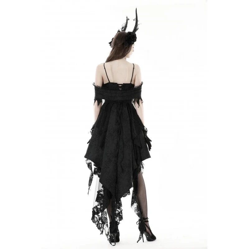 Gothic unregelmäßiges Spitzenspleißkleid für Damen