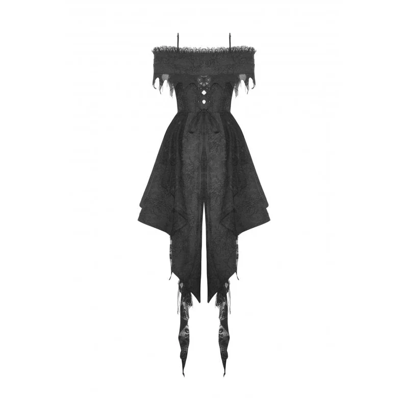 Gothic unregelmäßiges Spitzenspleißkleid für Damen
