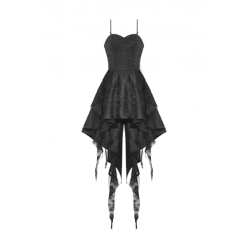 Gothic unregelmäßiges Spitzenspleißkleid für Damen
